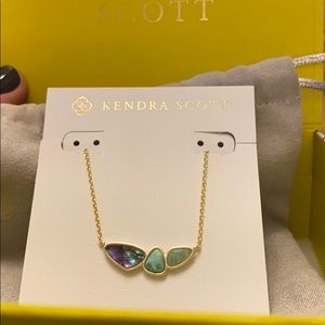 KendraScott Ivy Gold Pendant Necklace SeaGreen Mix